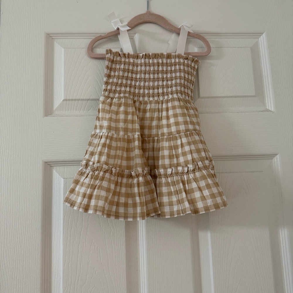 Janie and Jack Tan Gingham Dress